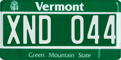 VT license plate XND044