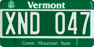 VT license plate XND047