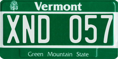 VT license plate XND057