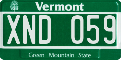 VT license plate XND059