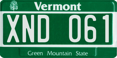 VT license plate XND061