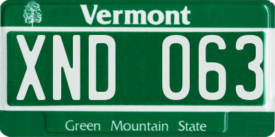 VT license plate XND063