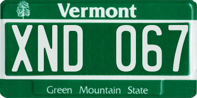 VT license plate XND067