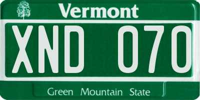 VT license plate XND070