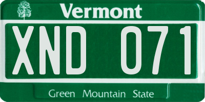 VT license plate XND071