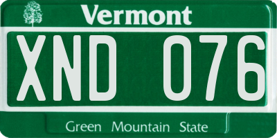 VT license plate XND076