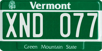 VT license plate XND077