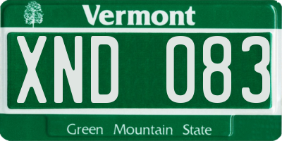 VT license plate XND083