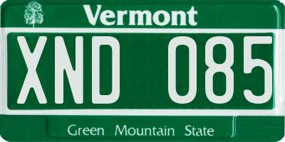 VT license plate XND085