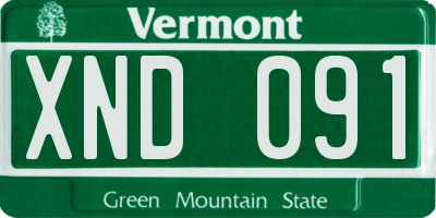 VT license plate XND091