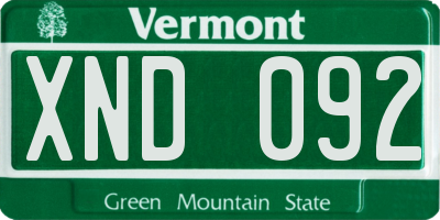 VT license plate XND092