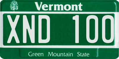 VT license plate XND100