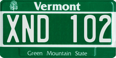 VT license plate XND102