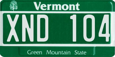 VT license plate XND104
