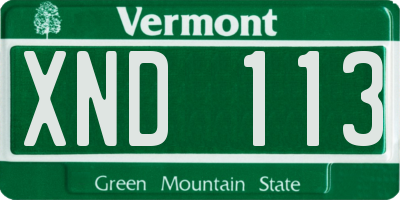 VT license plate XND113