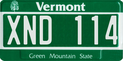 VT license plate XND114
