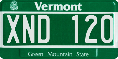 VT license plate XND120