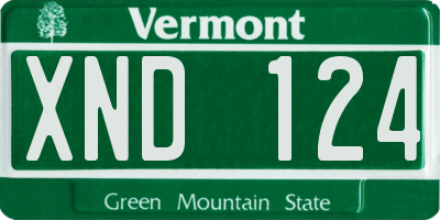 VT license plate XND124