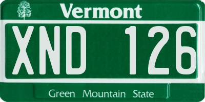 VT license plate XND126