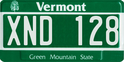 VT license plate XND128