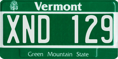 VT license plate XND129