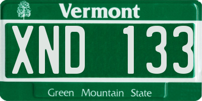 VT license plate XND133