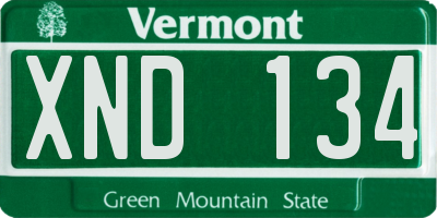 VT license plate XND134