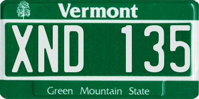 VT license plate XND135