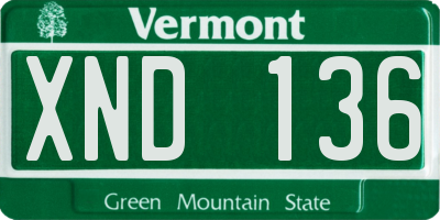 VT license plate XND136