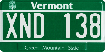 VT license plate XND138