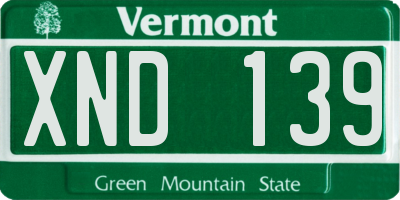VT license plate XND139