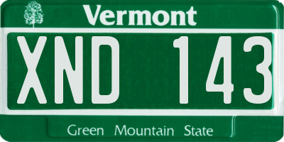 VT license plate XND143