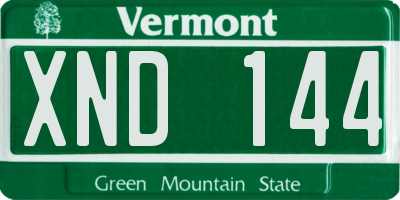 VT license plate XND144