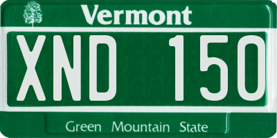 VT license plate XND150