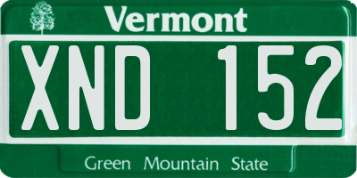VT license plate XND152