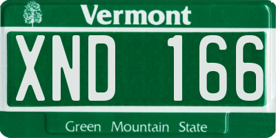 VT license plate XND166