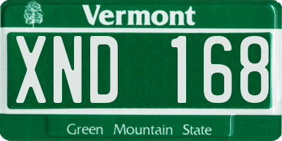 VT license plate XND168