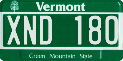 VT license plate XND180