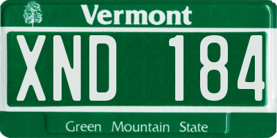 VT license plate XND184