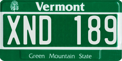 VT license plate XND189