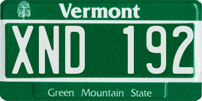 VT license plate XND192