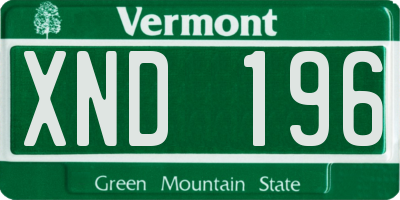 VT license plate XND196