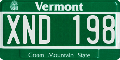 VT license plate XND198