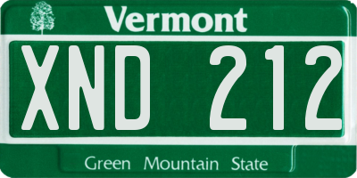 VT license plate XND212