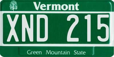 VT license plate XND215