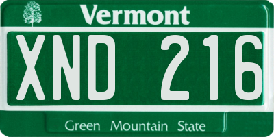 VT license plate XND216