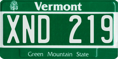 VT license plate XND219