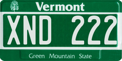VT license plate XND222