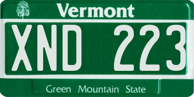VT license plate XND223