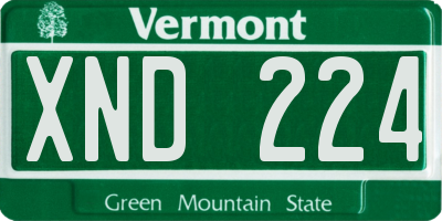 VT license plate XND224